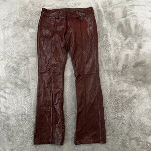 Vintage Y2K Gap Low Rise Leather Flare Pants Size 1 Zip Hem